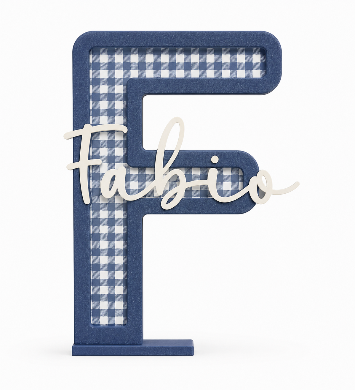 Letra decorativa personalizada vichy marino para habitación infantil