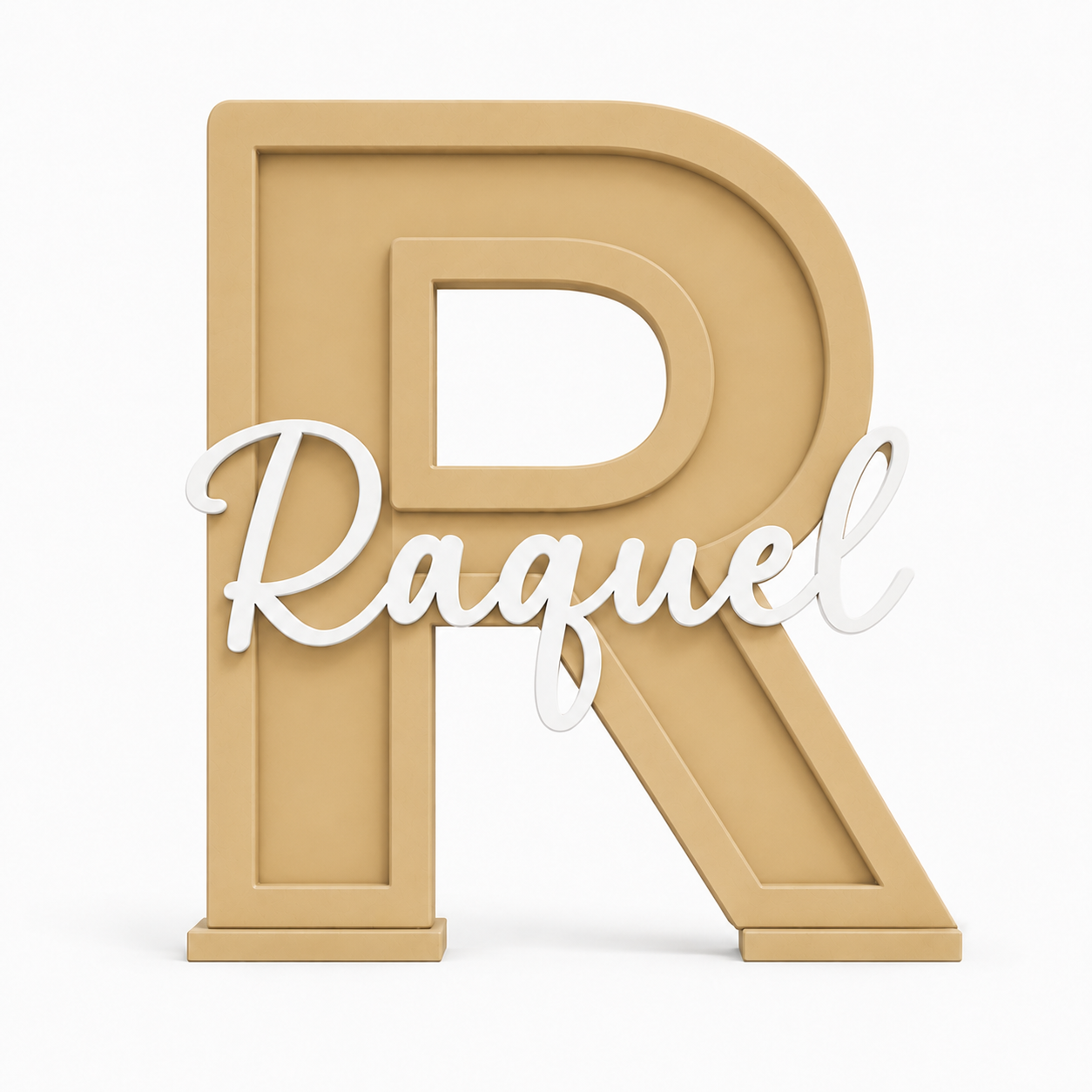 Letra decorativa personalizada silueta beige para habitación infantil