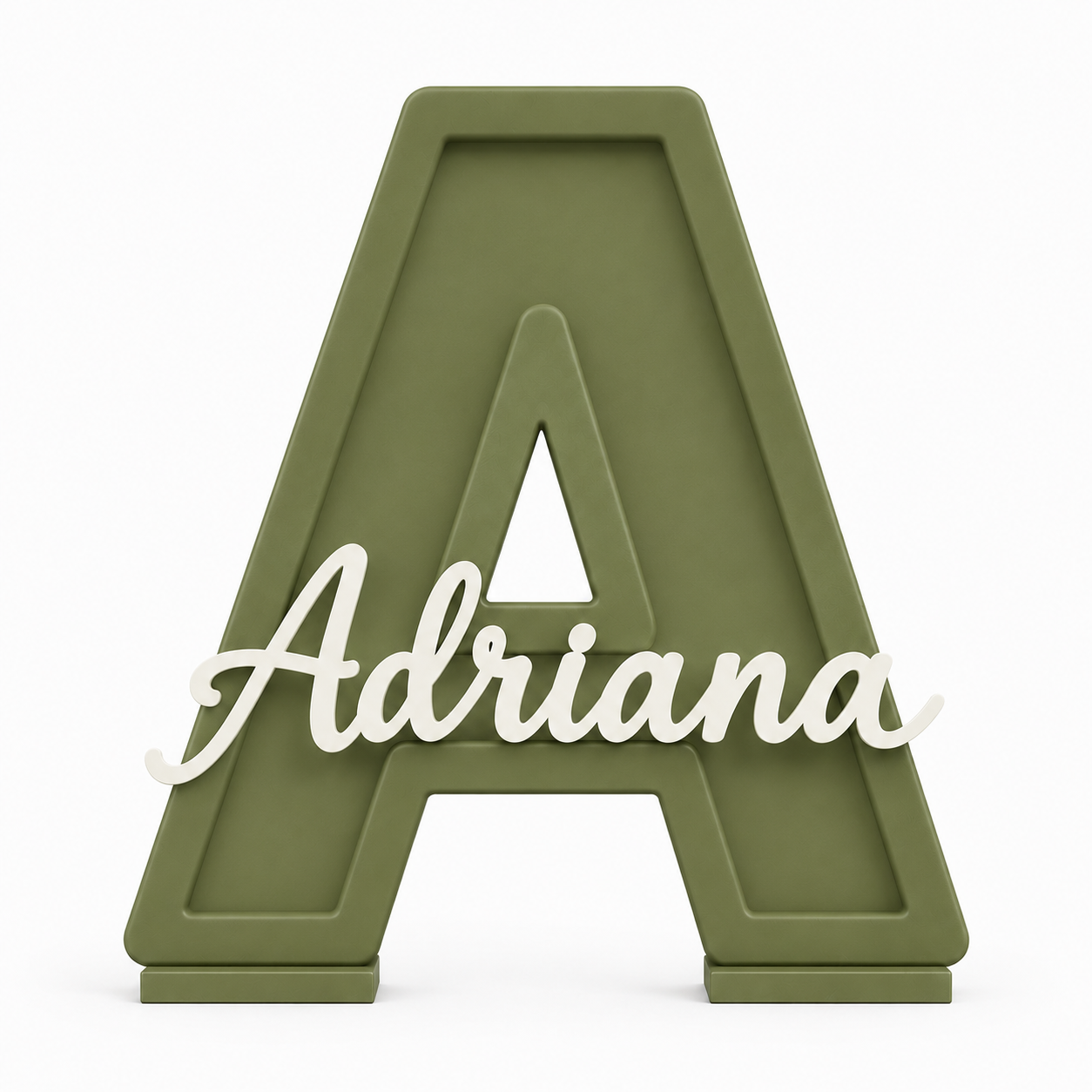 Letra decorativa personalizada silueta oliva para habitación infantil